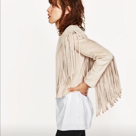 zara suede fringe jacket